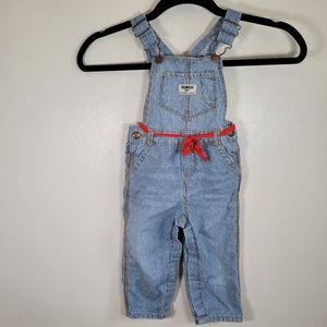 Osh Kosh B'gosh Denim Striped Infant Overalls w/Red Glitter Belt 18M